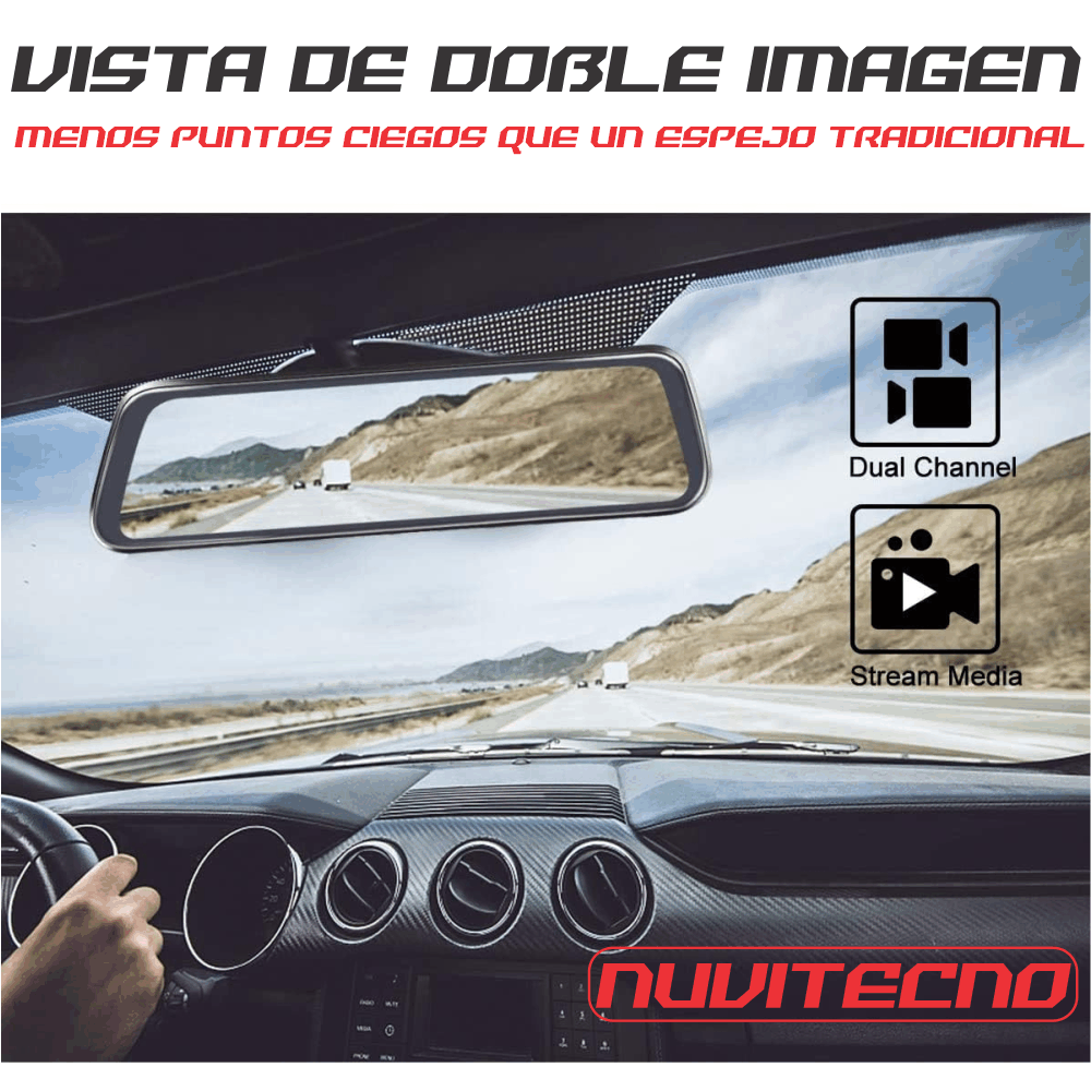Espejo Retrovisor Con Camara Táctil Dual - Imagen 2