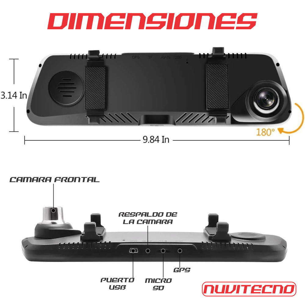 Espejo Retrovisor Con Camara Táctil Dual - Imagen 4